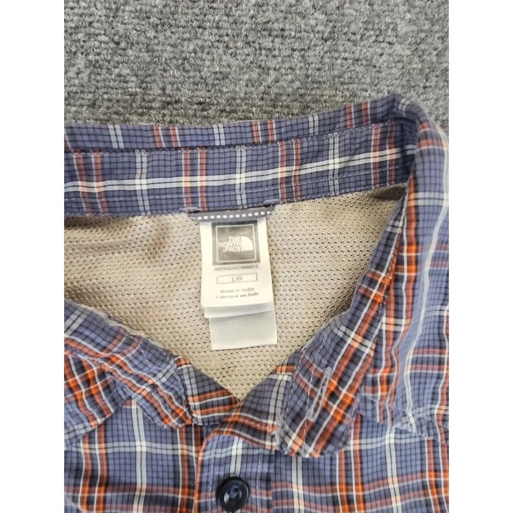 The North Face Long Sleeve Gray Orange Plaid Long Sleeve Shirt Sz L Perfect 1426